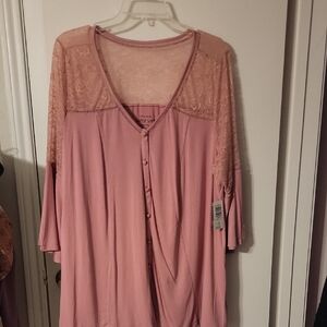 Torrid Blush Lace Trim Blouse